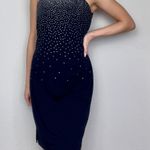 City Triangles Vintage Dark Navy Blue Silver Sparkly Dot Spaghetti-Strap Dress Photo 0