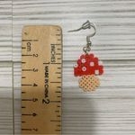 Handmade Mushroom Pixel Perler Bead Earrings, Novelty Earrings Photo 4