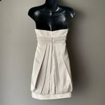 BCBG Maxazria sz 0 beige sleeveless pleated mini cocktail dress Photo 6