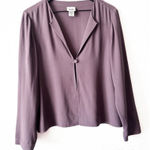 Eileen Fisher 100% Silk Open Front Single Button Jacket Top Mauve Purple M Photo 0