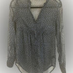 EXPRESS Floral Blue and Black Sheer Women's Top by Size XS Photo 0