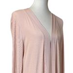 DKNY Cardigan Duster Open Front Ribbed Knit Long Sleeves Pockets Blush Pink L Photo 5