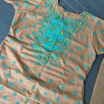 Indian Pakistani 3 Piece Embroidery Printed Light Brown Shalwar Kameez Sz M Size M Photo 6