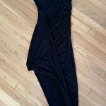 ASTR Ruched Side Halter Midi Black Asymmetrical Cocktail Dress Size Small EUC Photo 1