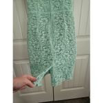 David's Bridal David’s Bridal Lace Dress Sz 10 Seafoam Green Side Gather Lined Padded Prom Photo 4