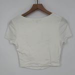 FORE Off White Twist Front Cutout Short Sleeve Crop Top Tee Photo 5