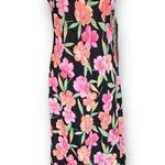 Vintage 90s Maxi Dress Black Pink Dark Floral Print Sleeveless Scoopneck Grunge Size 6 Photo 8