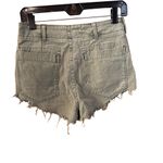 Free People Womens Raw & Patched Standoff Cutoff Shorts Cotton Olive Green Sz 4 Photo 2