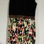 Calvin Klein Woman Black Top Floral Bottom Sleeveless Pencil Knee Length Dress 6 Photo 0