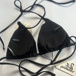 NWT Sporlike Black and Cream 3D Flower Floral Triangle Bikini Top Size Small Photo 3