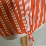 Code x Mode Orange/White Striped Button Up Tie Front Casual Blouse S Photo 5