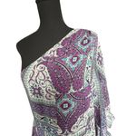 ABS Allen Schwartz Purple and Blue Ruffled Tiered One-Shoulder Dress Photo 2