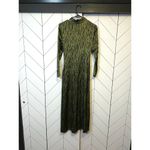 Petersyn Womens XS Zuma Maxi Dress Green Black Satin Print Mock Neck Long Sleeve Photo 3