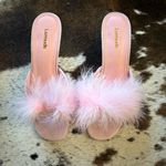 LARROUDE Barbie Marilyn Mule In Tulip Pink Feather Kitten Heel Size 7 Photo 2