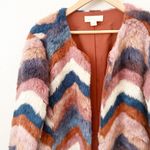 Band of Gypsies | Chevron Faux Fur Open Front Jacket Coat Rust | Size Large Photo 3