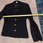 Reba  Black Blazer Gold Turn-Lock Peplum Hem Quiet Luxury Money Classic Workwear Photo 9