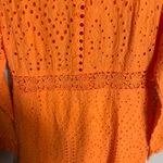 LIONESS  Eyelet Cutout High Neck Mini Dress Women's XL Orange Lace Party Cocktail Photo 9