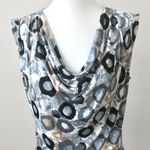Jennie & Marlis Grey Black White Circle Cowl Neck Sleeveless Blouse Medium Gray Photo 1