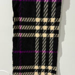 Burberry  London 100% Cashmere Authentic Scarf Purple Black Beige Fringe‎ 68” Photo 0