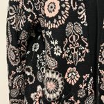 Isaac Mizrahi  Live Black & Pink Floral Open-Front Sweater w/Fringe Photo 2