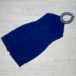 Vintage 80s zum Zum blue velvet retro shift dress with rhinestone collar top s Photo 5