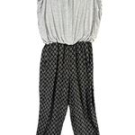 Anthropologie Hei Hei Rhodes Jumpsuit M Gray Black Blouson Pockets Boho Chic Photo 1