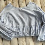 Aerie  Cropped Long Sleeve Shirt Size M Light Blue Photo 4