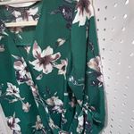 West Kei  Emerald Green Floral Print V Neck Dolman Sleeve Blouse MP Photo 4