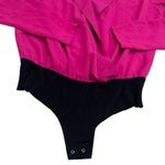 Bar III NEW  Pink and Black Long Sleeve Collared Bodysuit Party Career Chic S Photo 3