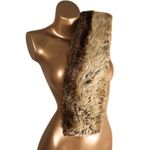Vintage 1990s Faux Fur Short Scarf Stole Shawl in Brown, Black, Cream & Tan Brown Photo 4