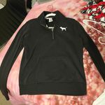 PINK - Victoria's Secret Love Pink Black Quarter Zip Sweatshirt Photo 0