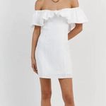 Dissh ISABELLE WHITE LINEN RUFFLE MINI DRESS Photo 2