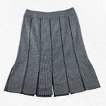 Vintage 1980s Drama Black White Houndstooth Check Wool Pleated Skirt Size 4 Photo 1