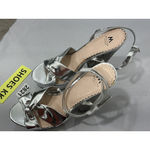 Shoedazzle Womans Madison By Shoe Dazzle 9.5 M Silver Strappy Platform Snake Print Heels Photo 2