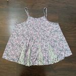 Free People  white, pink & gray lace pleated floral tank top size M Photo 4