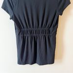 Ann Taylor Modal Black Short Sleeve Top Ruched Front Size Small Round Neck Photo 6
