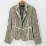 True Meaning Tweed Blazer Floral Trim Green Pink Preppy Lace Twee Office Size‎ 8 Photo 0