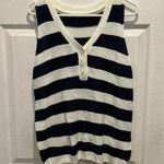 Staccato Womens Large Knit Vest Top Sleeveless Blue White Stripe‎ Nautical Photo 0