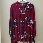 Free People  Button Neck Electric Orchid Tree Swing Tunic Dress Red Sz Sm… Photo 0