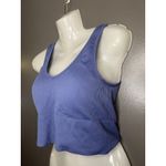 90 Degree by Reflex Shirt Womens Med Purple Ribbed Crop Tank Athletic Sports Bra Blue Photo 2