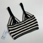 Guess Top Cropped Knit Rey Crochet Sleeveless Cami Sweater Festival Black Cream Photo 4