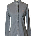 Peter Millar  Black And White Gingham Long Sleeve Button Down Ruffle Trim Top XS‎ Photo 0