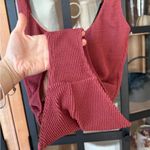 J.Crew  scrunchie textured one piece swimsuit rust brick scoop hunzag Photo 5