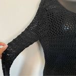 Talbots  Crochet Knitted Black Fishnet Blouse Long Sleeve Top Size Large Photo 3