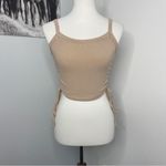 SheIn Cropped Tank Top with Scrunched Sides Size Small Tan Sleeveless Photo 2