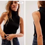 Free People  Natasha Black Mock Neck Sleeveless Sweater Top XS $128 Photo 1