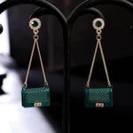 925 Silver Post Green Shoulder Bag Dangle Drop Earrings for Women Gold Photo 1