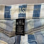 REWASH  High Waist Button Fly Blue Railroad Striped Denim Jean Shorts Photo 3