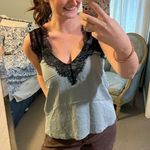 Blue and Black lace vneck tank top Photo 0