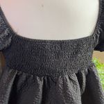 SheIn  V-Cay Collection Smocked Puff Sleeve Black Babydoll Top Size Large NWT Photo 7